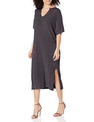 Barefoot Dreams Womens Cozychic Ultra Lite Caftan Casual Dress, Carbon, One Size Us